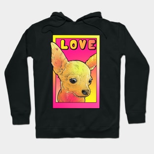 chihuahua love! pink and yellow pop art poster style Hoodie